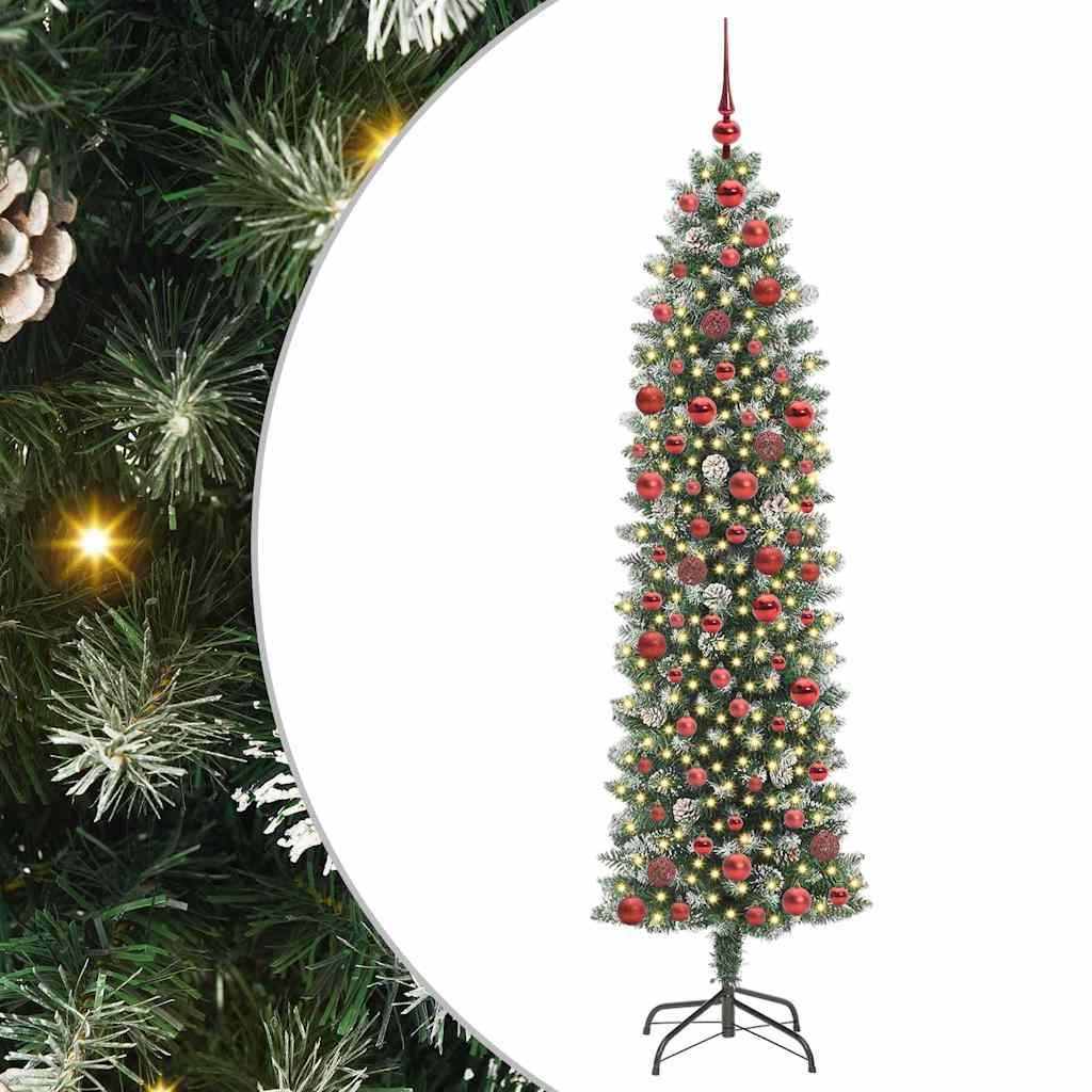 Artificial Slim Christmas Tree Green and white 180 cm